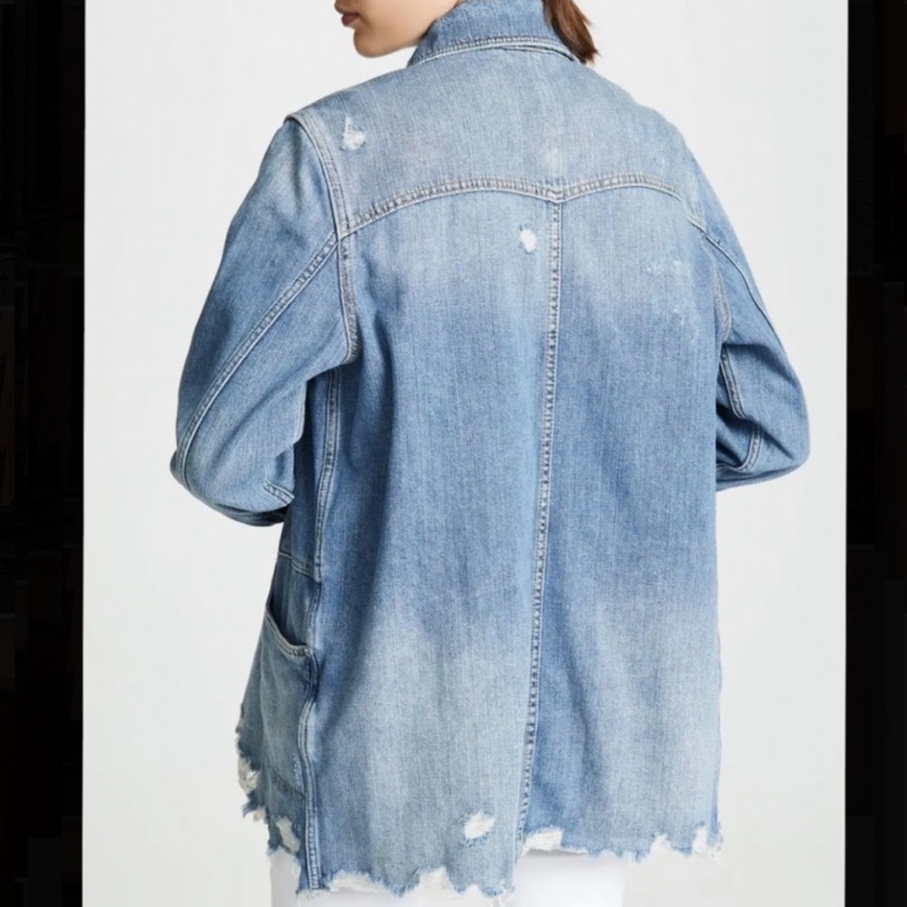Free People Oversized Distress Jean Jacket size small